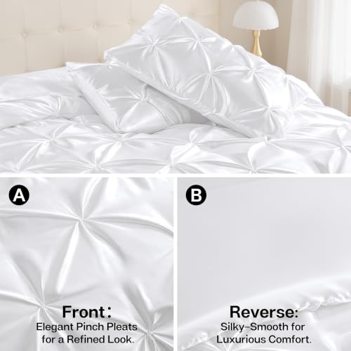 Satin Queen Comforter Set White