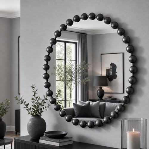 27 inch Black Round Mirror