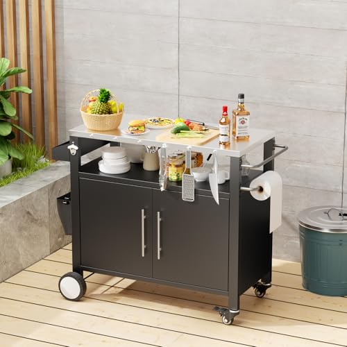 Two Doors Outdoor Grill Cart with Patio Furniture