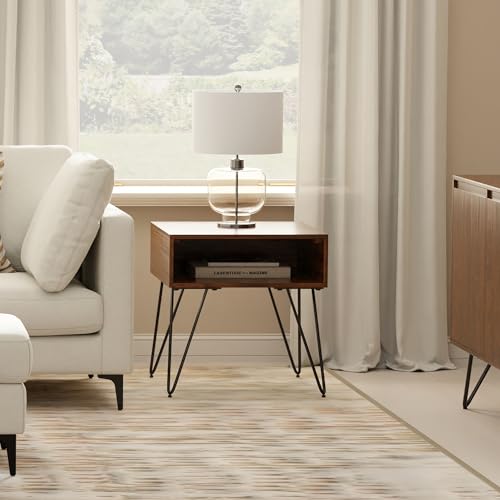 Hunter 22" Wide Metal Rectangular End Table in Walnut