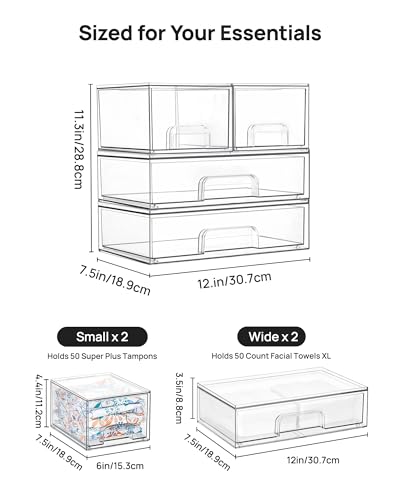 Clear Stackable Storage Drawers Set of 4 (4 Count)