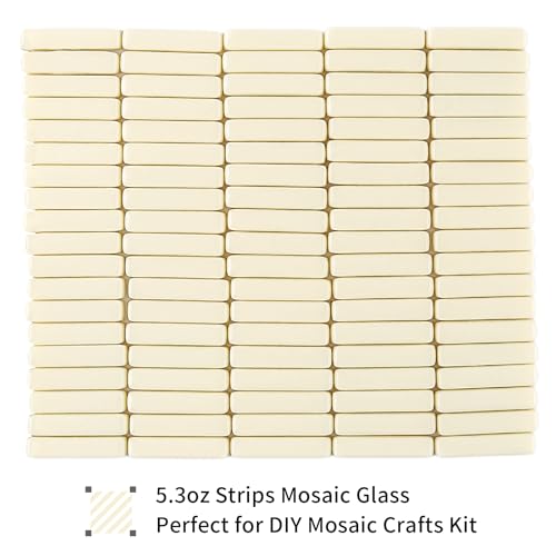 150g Ivory Strips Glass Mosaic Tiles for Crafts Bulk (5.29 Ounce)