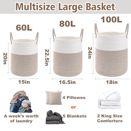80L Cotton Rope Laundry Basket Hamper