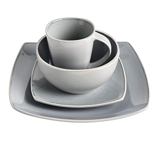Soho Lounge Square Reactive Glaze Stoneware Dinnerware Set