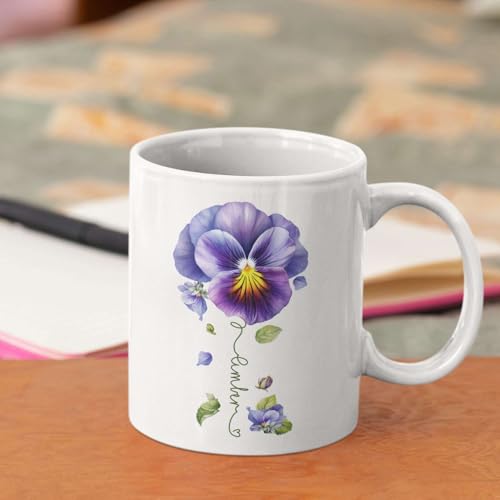Pansy Design Ceramic Cup
