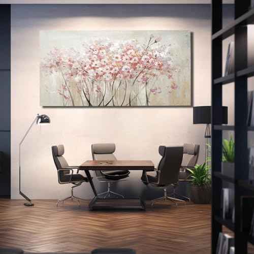 Home Decor Pink Blossom Hand Painted 30x60 Inch Colorful Wall Art Large Canvas Wall Art for Living Room Bedroom Office Kitchen