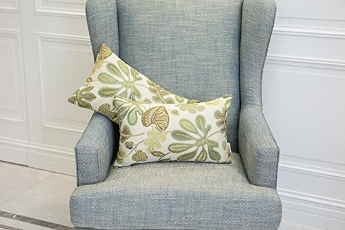 Set of 2 Jacquard Tropical Leaf Pattern Oblong Throw Pillow Covers Accent Pillowcase 12X20 Inches (2 Count)