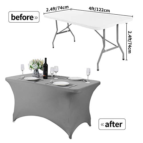 2Pack Spandex Table Cover for 4FT or 6ft or 9ft Table Universal Fitted Stretch Tablecloth for Party (2 Count)