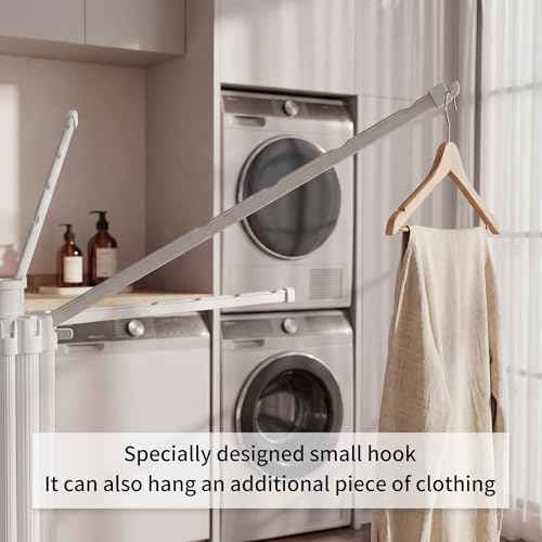 Foldable Clothes Drying Rack with Aluminum 4Legs 16Rods Single Layer