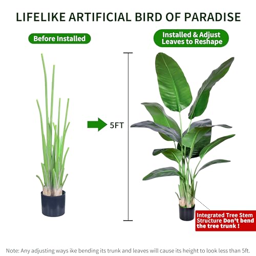 2Packs 5FT Artificial Bird of Paradise Plant (2 Count)