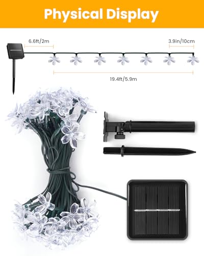60 LED Solar String Lights Flower Outdoor Waterproof Fairy Lights for Garden Yard Fence Patio Christmas Tree Wedding Party Decor (60 Count)