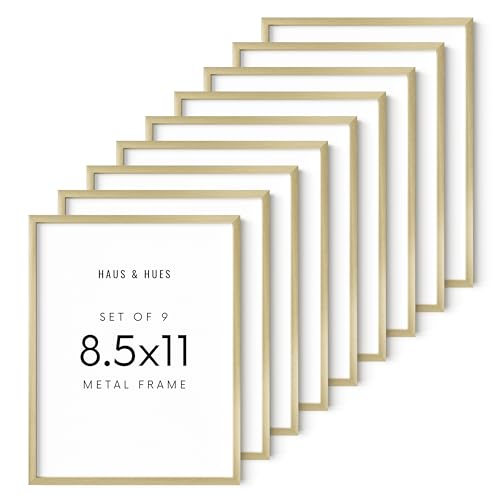 8.5x11 Gold Metal Picture Frames (9 Count)