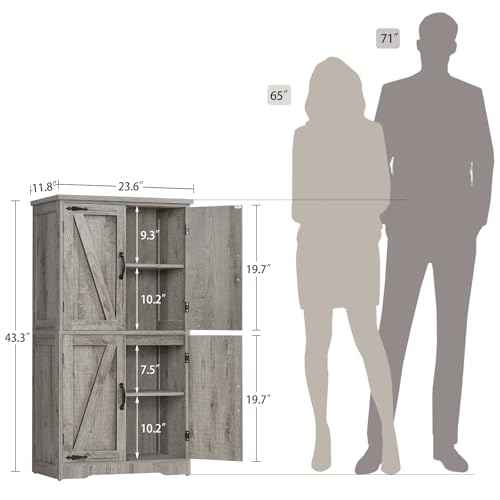 Farmhouse Storage Cabinet with 2 Adjustable Shelves