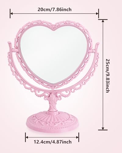 Heart Shaped Cute Vanity Princess Mirror for Desk