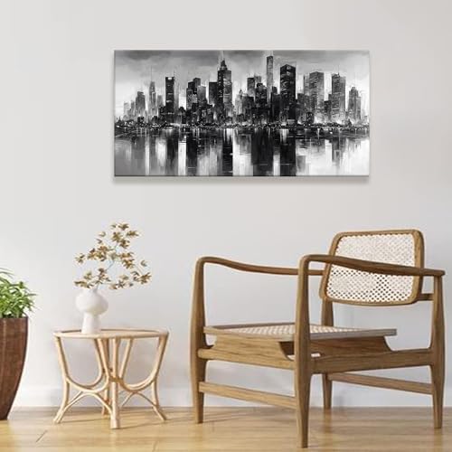 New York City Wall Art Brooklyn Bridge Wall Art Print Paintings Modern Cityscape Canvas Art Wall Decor Picture For Bedroom Apartment Office Home Decor Chicago Artwork 20 × 40 In