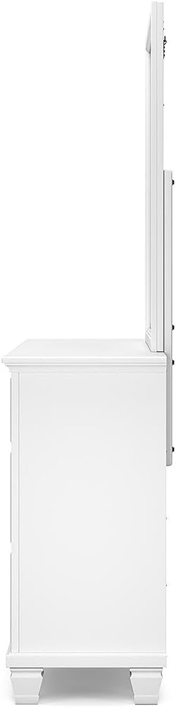 Signature Design by Ashley Fortman Casual Dresser and Mirror, Tapered Feet, 7 Storage Drawers, Round Satin Nickel Metal Knobs, Wood, 74.13" High, White