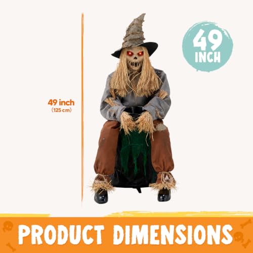 49" Halloween Animatronic Sitting Scarecrow