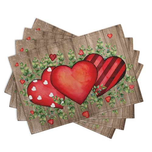 Valentines Day Wooden Plank Placemats Set of 4 (4 Count)