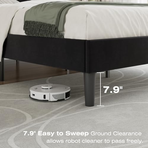 Queen Size Bed Frame with Upholstered Headboard