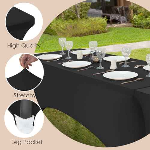 2 Pack 8ft Black Spandex Tablecloth (2 Count)