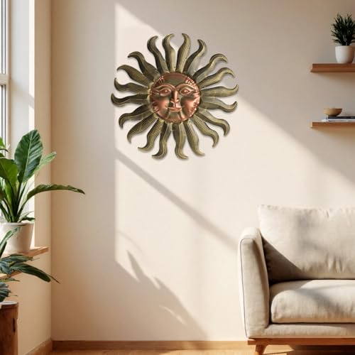 28" Sun Metal Wall Art Outdoor Decor