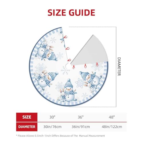 Blue Snowman Christmas Tree Skirt 36inch Snow Xmas Decorations