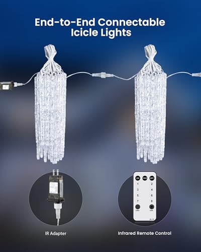 Icicle Lights for Outside with Remote (100 Count)