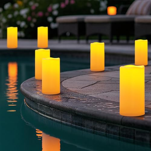 8"x4" Large Waterproof Outdoor Flameless Candles with Remote Timer (2 Count)