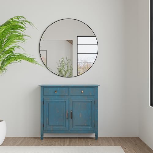 Connaught 40" Wide Solid Wood Cabinet in Distressed Coastal Blue