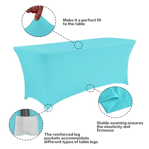 2 Pack 8FT Table Cloth for Rectangular Spandex Blue Mist Cover (2 Count)