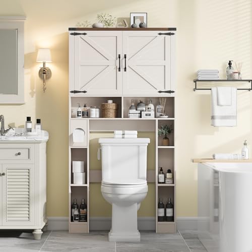 Storage Cabinet Over Toilet with 2 Barn Doors