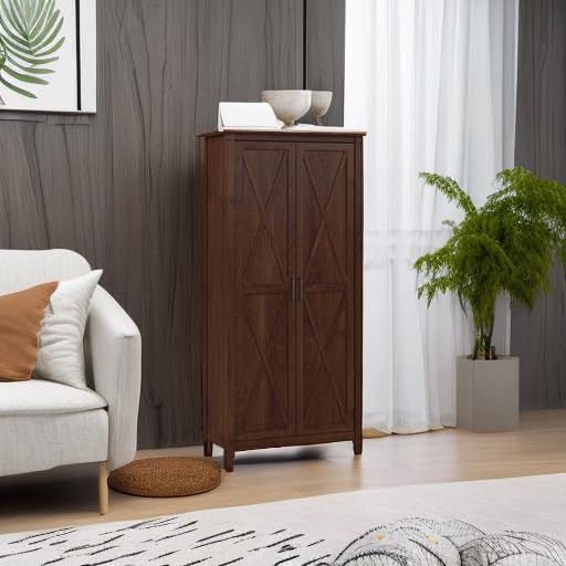 Bush Home Key West Tall Storage Cabinet with Doors in Bing Cherry