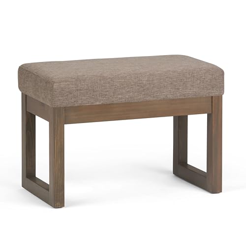 Milltown 27" Wide Linen Look Rectangle Ottoman in Fawn Brown
