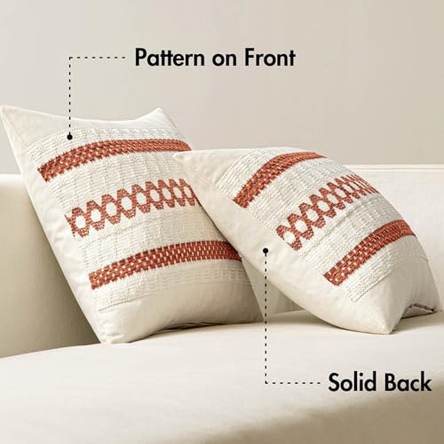 Set of 2 Fall Burnt Orange Decorative Pillow Covers 20x20 (2 Count)