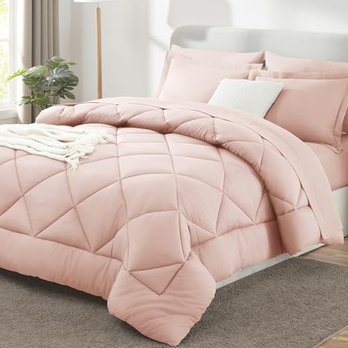 Queen Comforter Set with Sheets Blush Pink