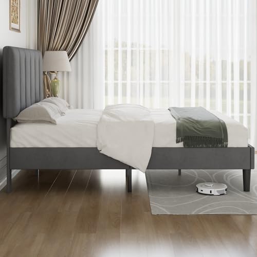 Full Size Bed Frame with Upholstered Headboard