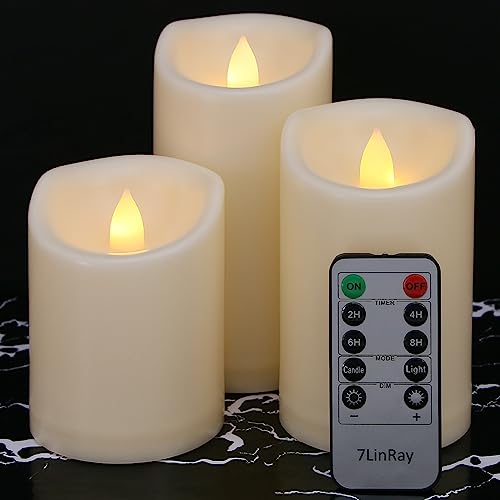 Outdoor Flameless Pillar Candles with Remote Timer Battery Operated Candles