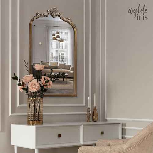 English Estate Carved Arch Wood Wall Mirror