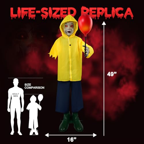 4 Ft Life Size Halloween Animatronics Prop with Sound & Touch (4 Ft Yellow)