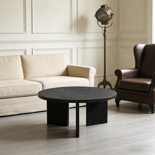 35" Wooden Round Coffee Table