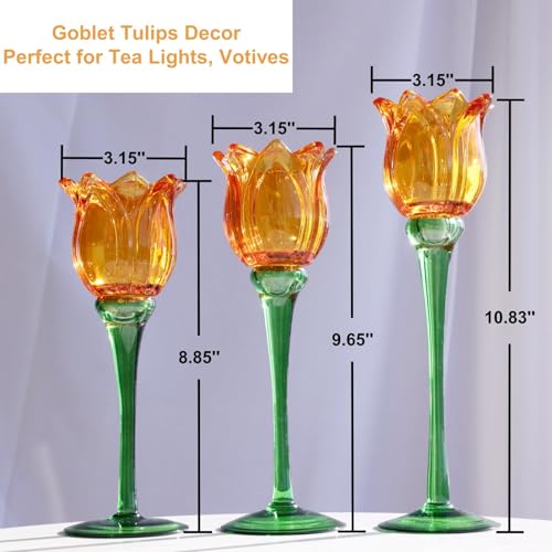 Orange Tulips Votive Candle Holders Set of 3 (3 Count)