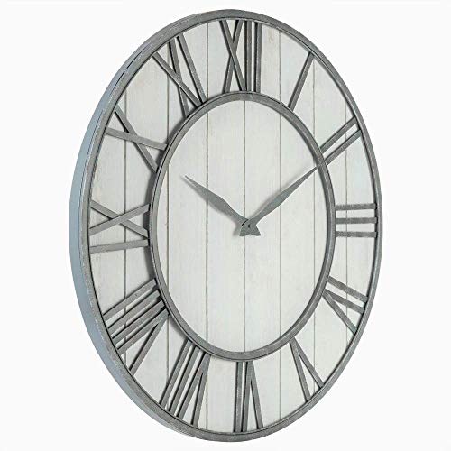 Oldtown Farmhouse Metal & Solid Wood Noiseless Wall Clock