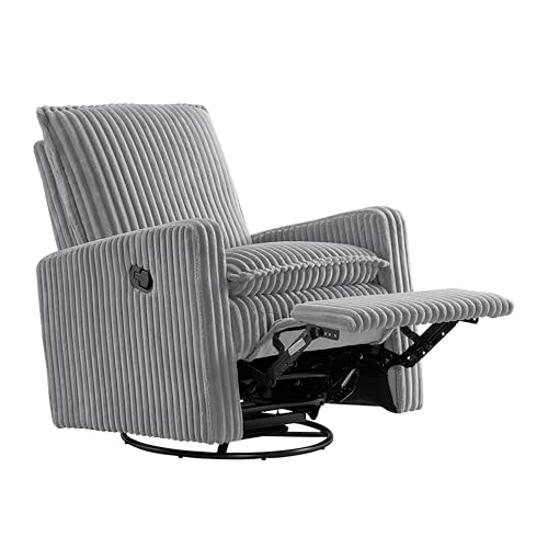 Uptown Upholstered Glider Recliner Rocking Chair 360° Swivel for Nursery and Living Room