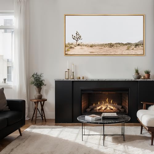 Extra Large Framed Canvas Print Wall Art Desert Solitude Joshua Tree Landscape Antique Retro Fine Art Illustrations Decorative Colorful for Bedroom