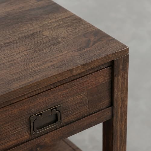 Monroe 22" Wide Solid Wood End Table in Distressed Ash Brown