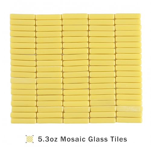150g Yellow Strips Glass Mosaic Tiles for Crafts Bulk (5.29 Ounce)
