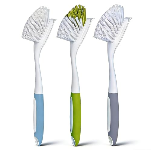 Dish Brush Scrub Brush with Handle (3 Count)