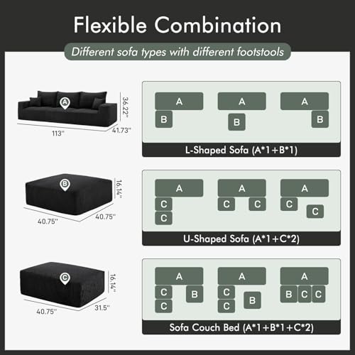 113" Modular Sectional Sofa Boneless U