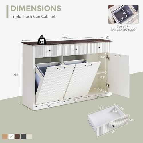 Triple Tilt Out Trash Can Cabinet