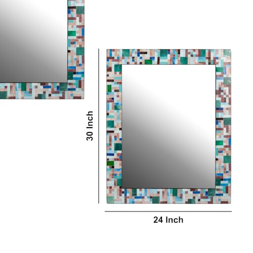 30" x 24" Green Mosaic Wall Mirror
